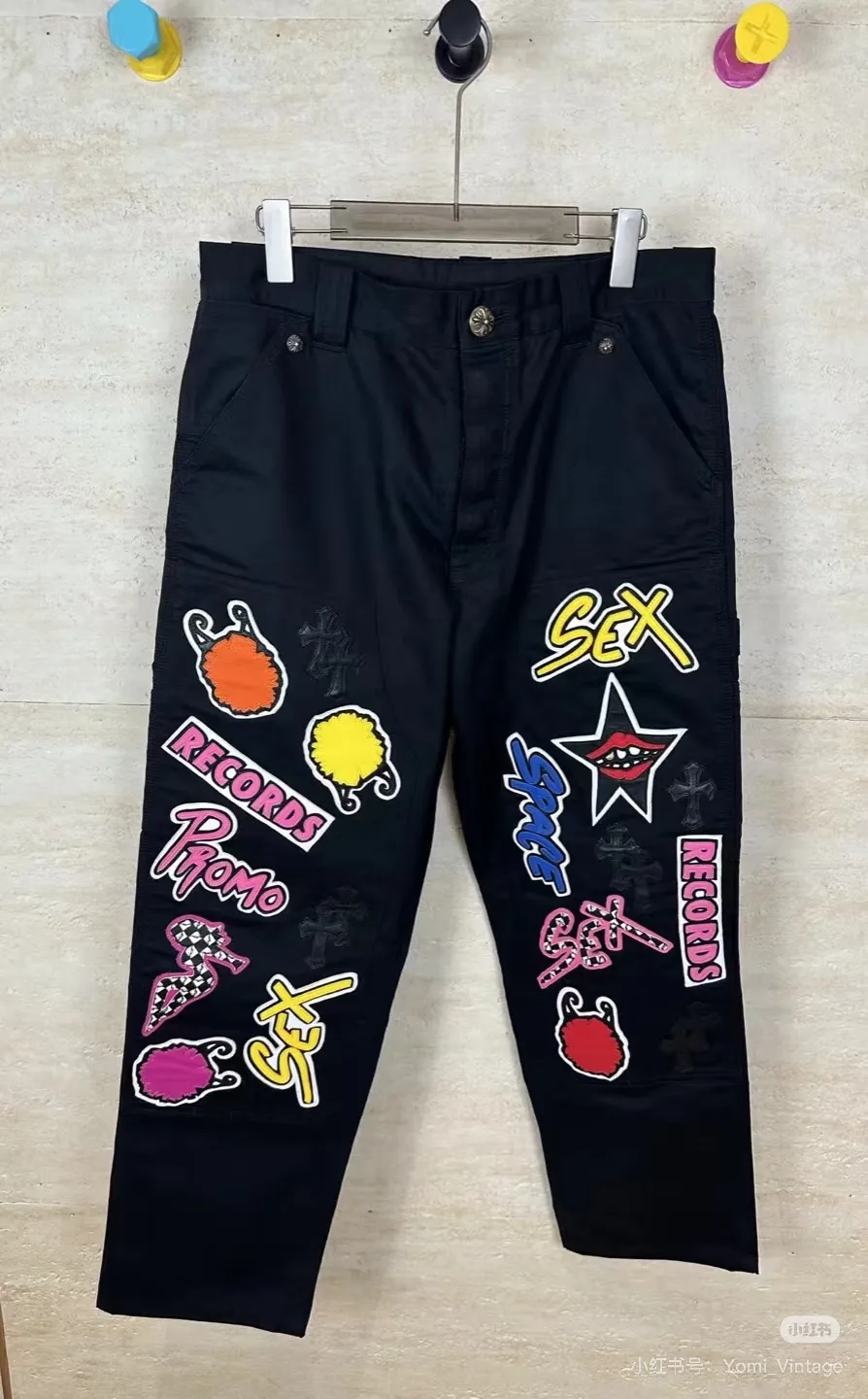 P280 Style number: D305 SIZE #28 30 32 34 36 CHROME HEARTSChrome Heart Sex Records graffiti overalls #Chrome Heart